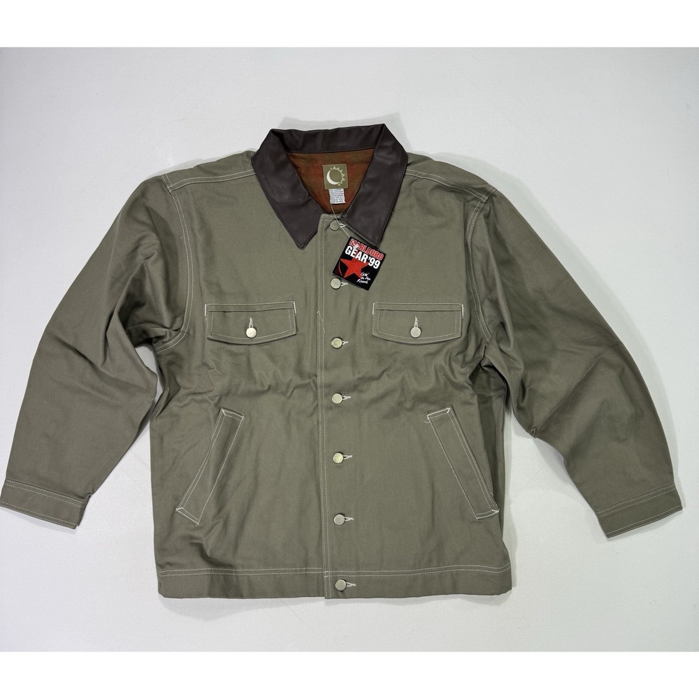 VTG Marlboro Mens Large NWT Sun Moon Logo Work Rancher Lined Jacket Leather Gray